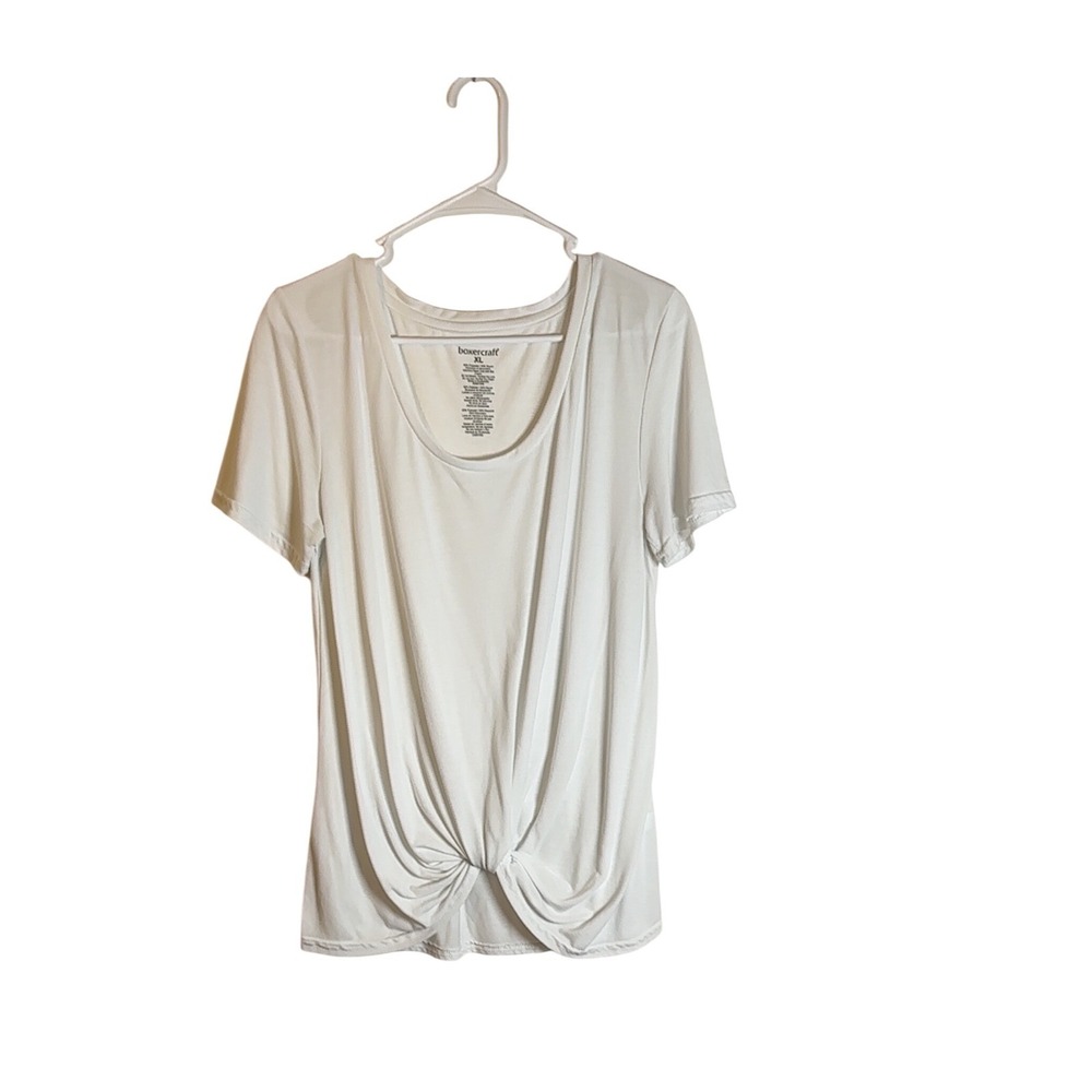 Boxercraft XL White Knot Front T Shirt Short Sleeve Casual Top Women